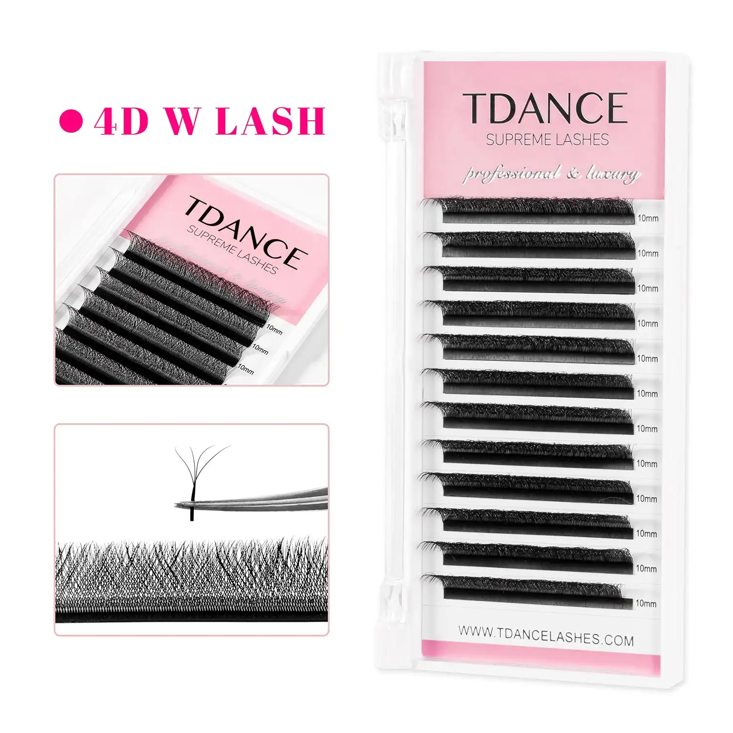 TDANCE custom private label matte wispy C D L Lu curl double tips 3D 4D 5D 6D W shaped lashes volume clover eyelash extensions