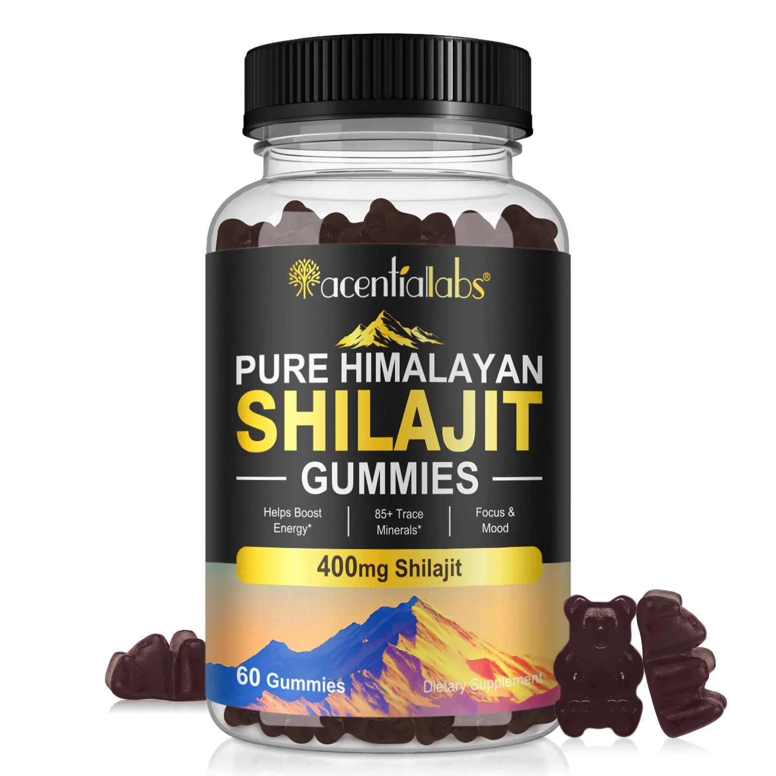 Acentiallabs antioxidant helps boost energy immune health 400mg gummies shilajit pure himalayan shilajit gummies