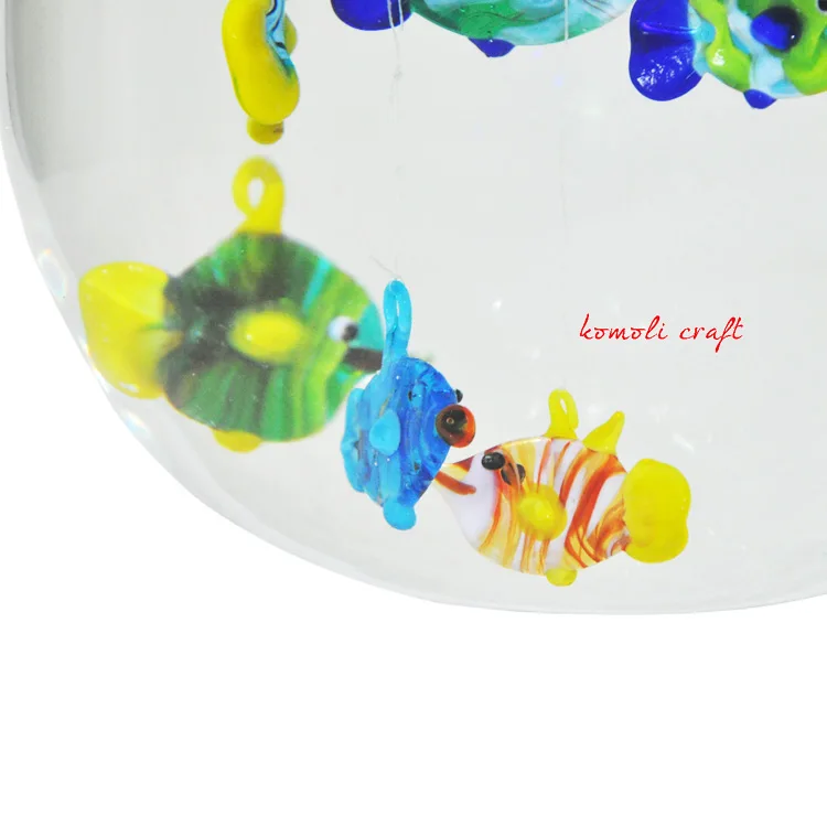 Маленькая плавающая стеклянная фигурка рыбы для украшения аквариума