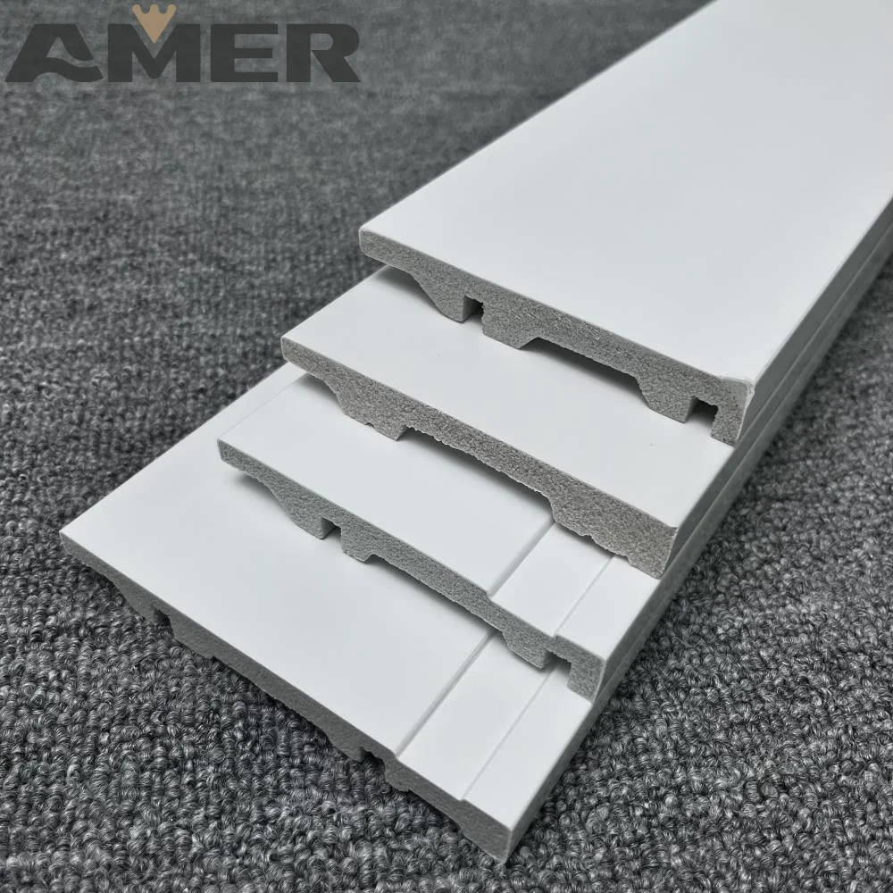 AMER Factory price Modern Flooring Accessories Polystyrene Ps Waterproof Skirting Base Board Trims Plastic PVC Baseboard