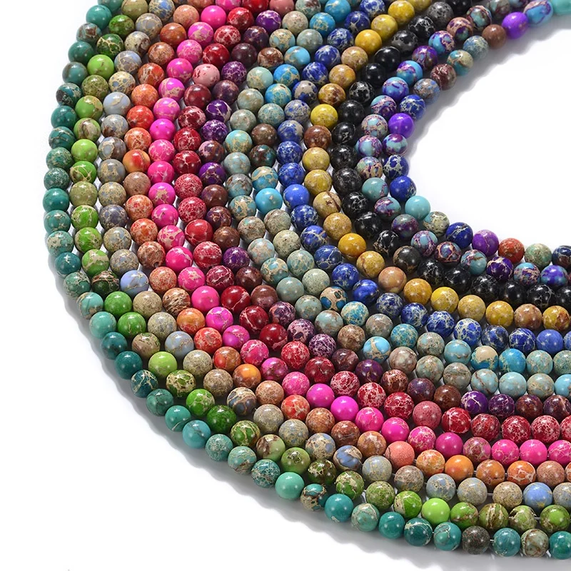 Cliobeads wholesale semi-precious loose beads strand, 8mm 10mm  mixed blue purple Impression Jasper Round Beads