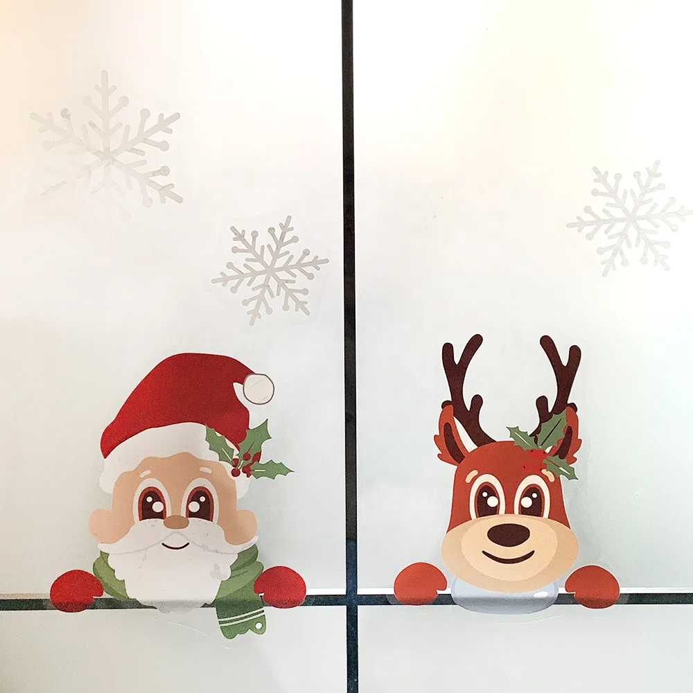
Xmas Decorations Holiday Snowflake Santa Claus Reindeer Decals for Party Christmas Snowflake Window Cling Stickers for Glass  (1600148540472)