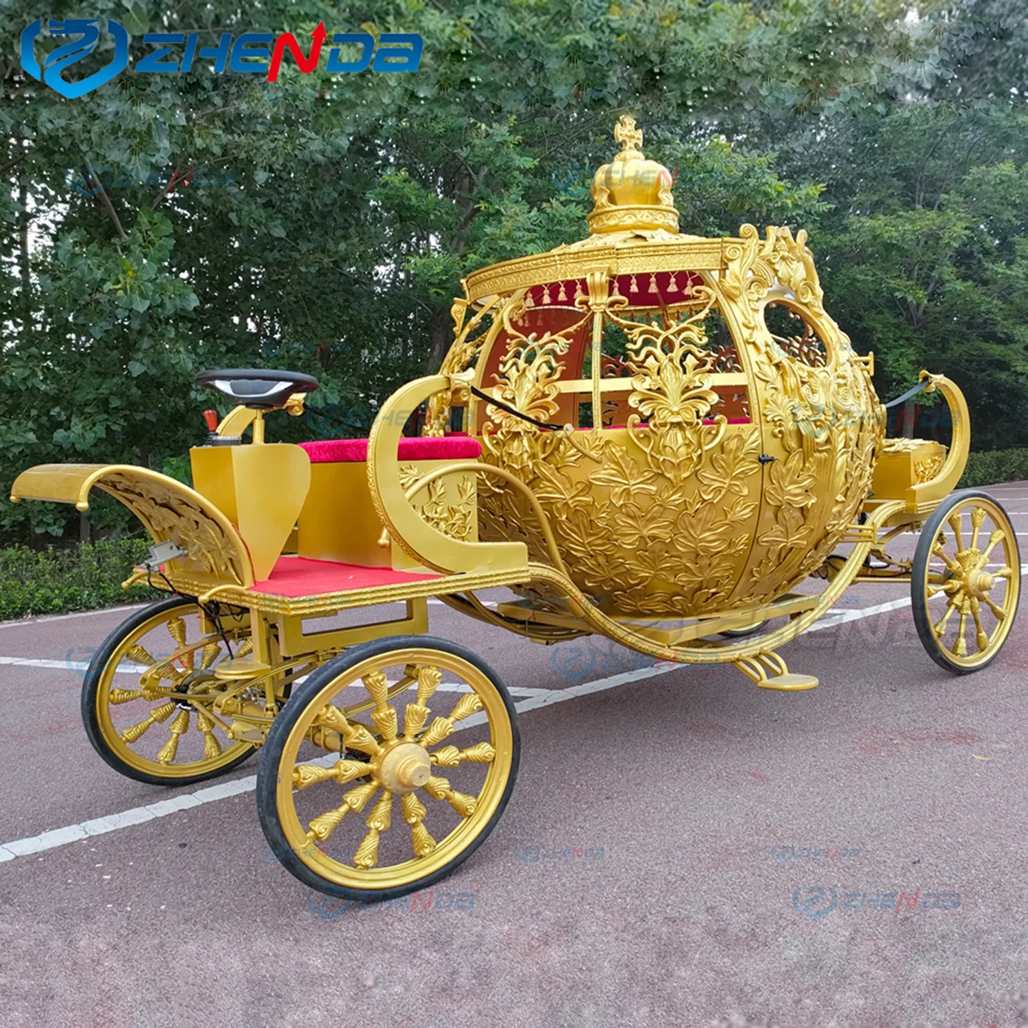 Golden Cinderella Pumpkin Carriage Wedding Centerpiece Royal New Design Luxury Horse Carriage