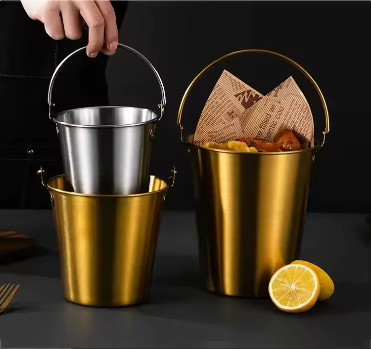 Factory Direct Luxury Gold Plated Antique Deer Handle Stainless Steel Metal Champagne Bowl Bucket Cooler Beer Wine Ice Bucket