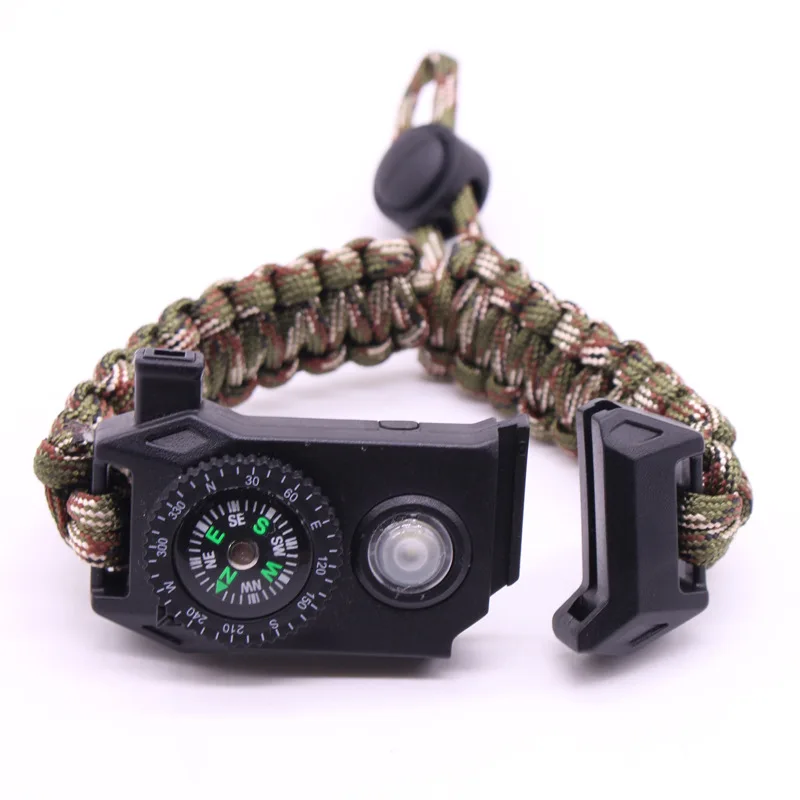 Outdoor Survival Multifunction led adjustable Paracord Survival Bracelet with knife