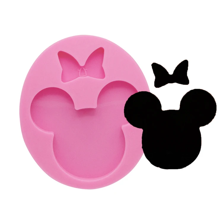 Dy0075 Diy Shiny 1.57/1.96 Inches Mouse Head For Keychains Epoxy Resin Molds Bow-knot Silicone Mould Decorative Craft Mold