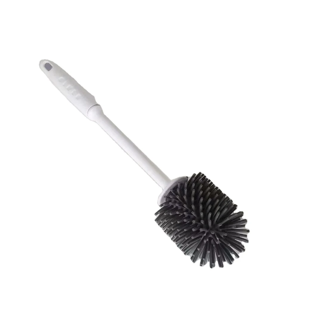 TPR self-volatile thermoplastic rubber soft bristle cleaning brush with base toilet toilet brush