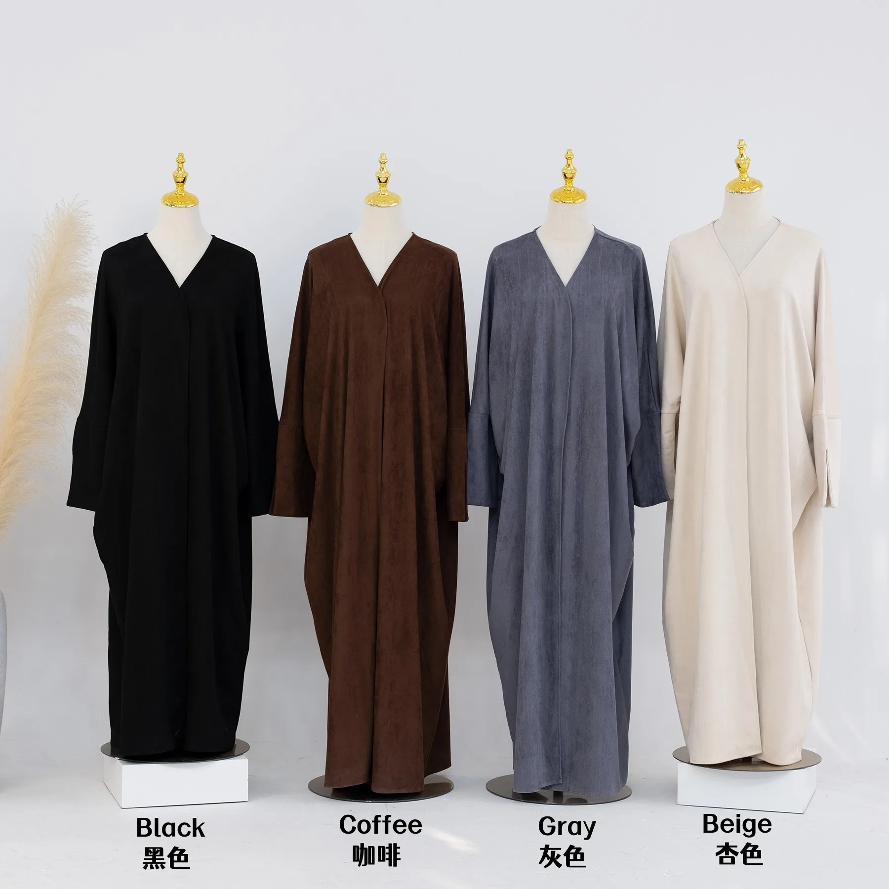 2025 Oem Modest Islamic Clothing Luxury Dubai Abaya Turkey Dress Thick Velvet Coat Cardigan For Women Muslim Open Winter Abaya