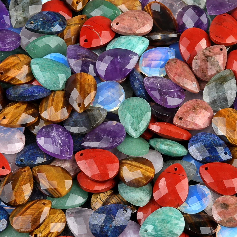 Wholesale Natural Stone Cut Surface Drop Shaped DIY Loose Gemstones Crystal Pendant For Women