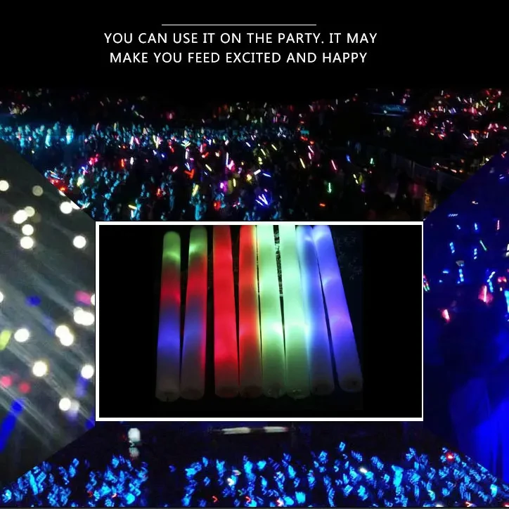 Palmy Cheer Luminous Tube Rgb Dj Night Club Concert beads Toy Glow Sticks Bulk luminous Led Light Foam Stick Party Supplies