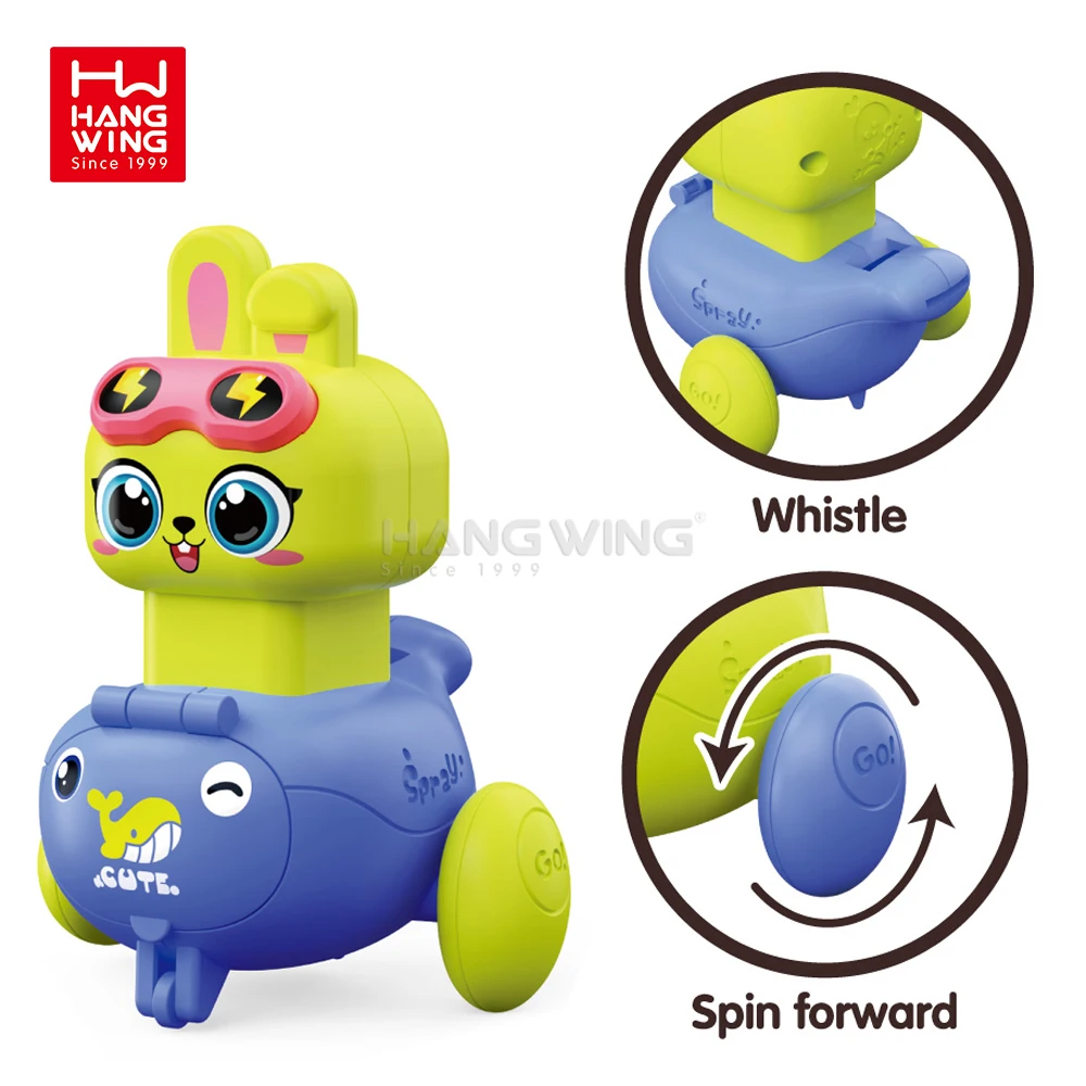 HW Mini Whale Cars Cute Rabbit and Chick Press & Go Cars with Assorted Fruit Candy Inside for Children