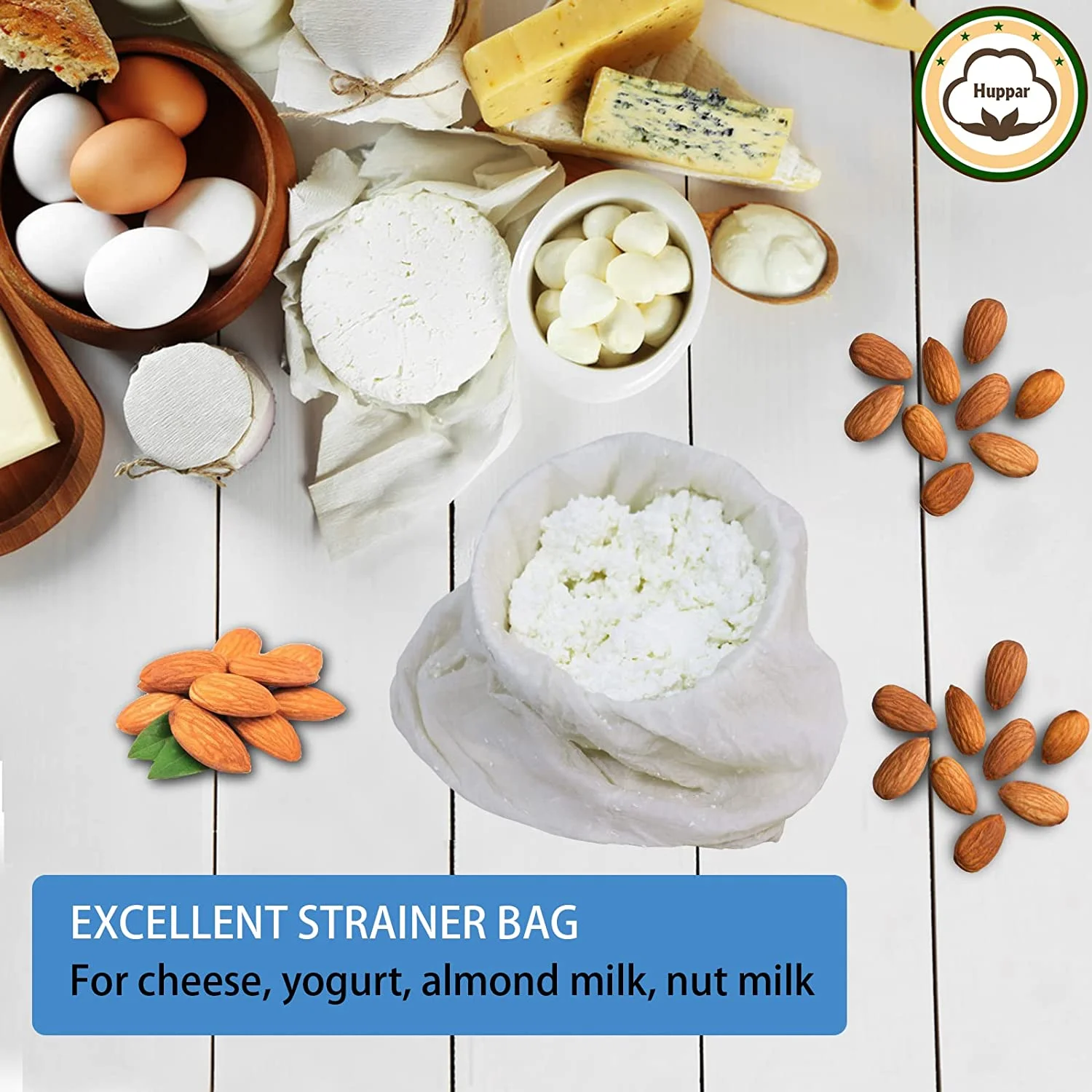 Reusable micron 100% unbleached organic cotton milk filter bag cheesecloth coffee tea filter bag