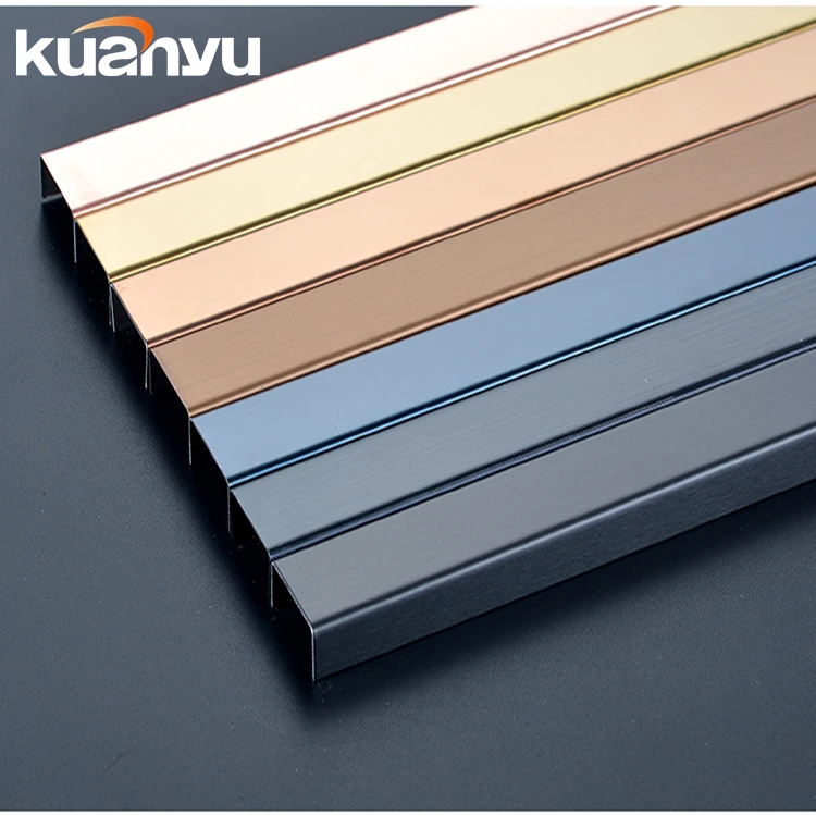 
High Quality Hot Selling Multiple Colour Luxurious Shiny Mirror 304 Stainless Steel Decorative Strips Square Edge Tile Trim 