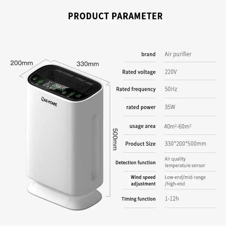Support Smoke Experiment TVOC Odor Sensor Digital Display Air purifier for Homes and Hotels