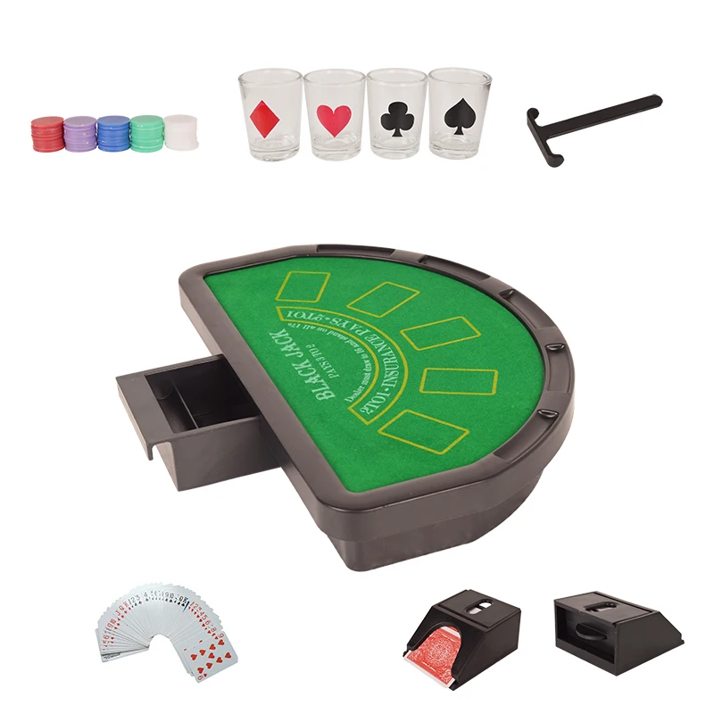Mini poker table drinking game for four people with poker chips,black jack drinking game