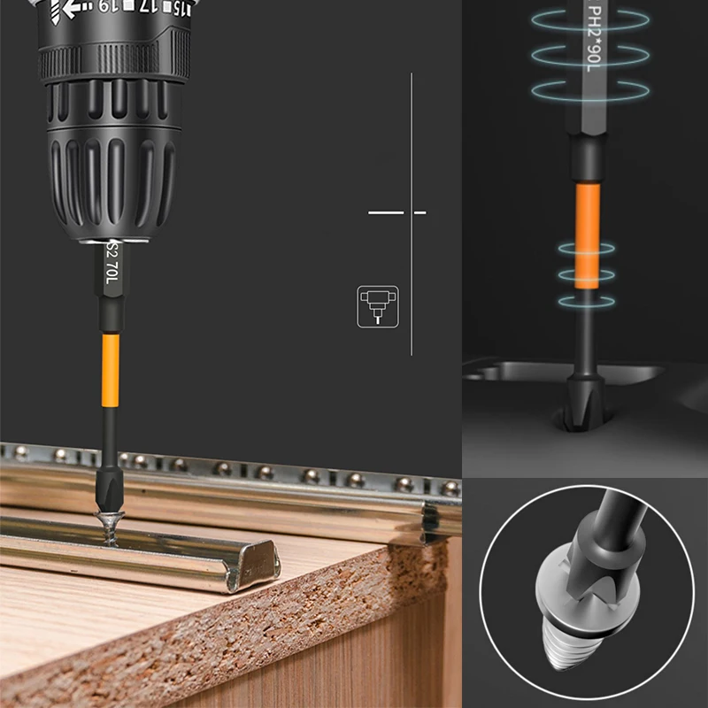 Electric Screwdriver Set 50 65 70 90 150mm Impact Strong Magnetic Batch Head Cross High Hardness Hand Drill Bit