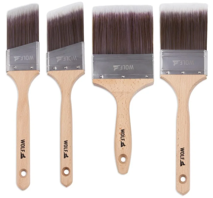 Muti-size customized 100% polyester Beech wood handle flat purdy paint brush set