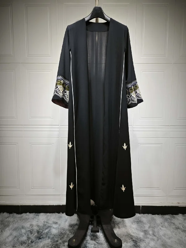 2024 New Muslim Fashion Embroidered Patchwork Abaya Shawl Cardigan Spring And Summer Dress Robe Abaya Women Muslim Dress