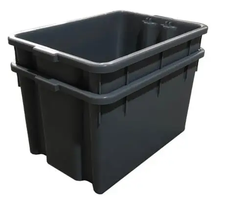 QS Heavy Duty Spare Part Big Nested Durable Tote Crate Storage Food 180 Stackable Plastic Turnover Moving Boxes for Fish Bins