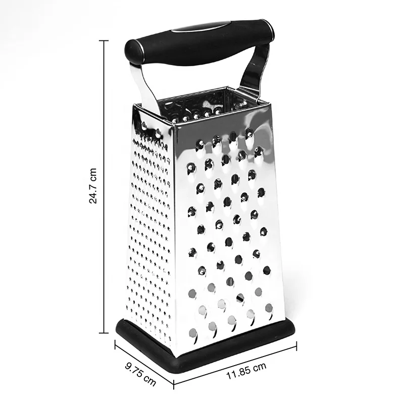 
Kitchen Accessories Stainless Steel 4 Sided Cheese Carrot Potato Grater With TPR Handle 