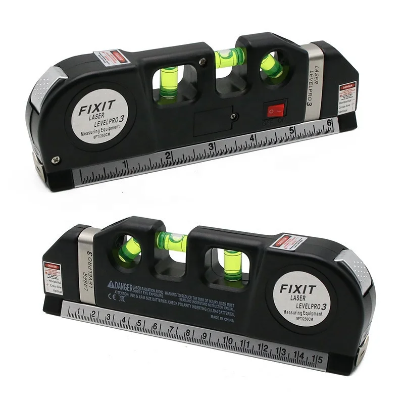 Multipurpose Measure Level Laser Horizon Vertical Measure 8FT Aligner Standard and Metric Rulers Laser Level