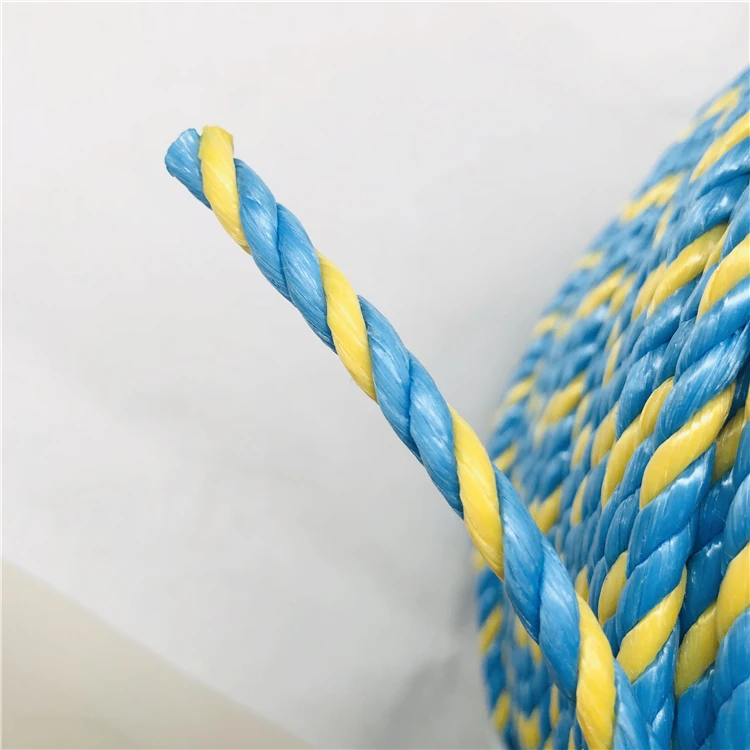 Ropenet  factory supply 6mm Polypropylene Blue Yellow Hauling Rope
