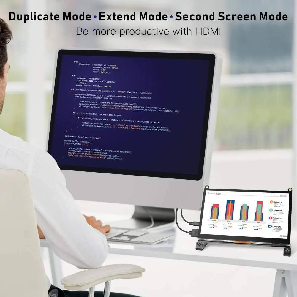 7 Inch Touch Screen LCD Portable Monitor For Raspberry Pi 4/3 /2/0/Xbox/PS4/Windows 7/8/10/Mac