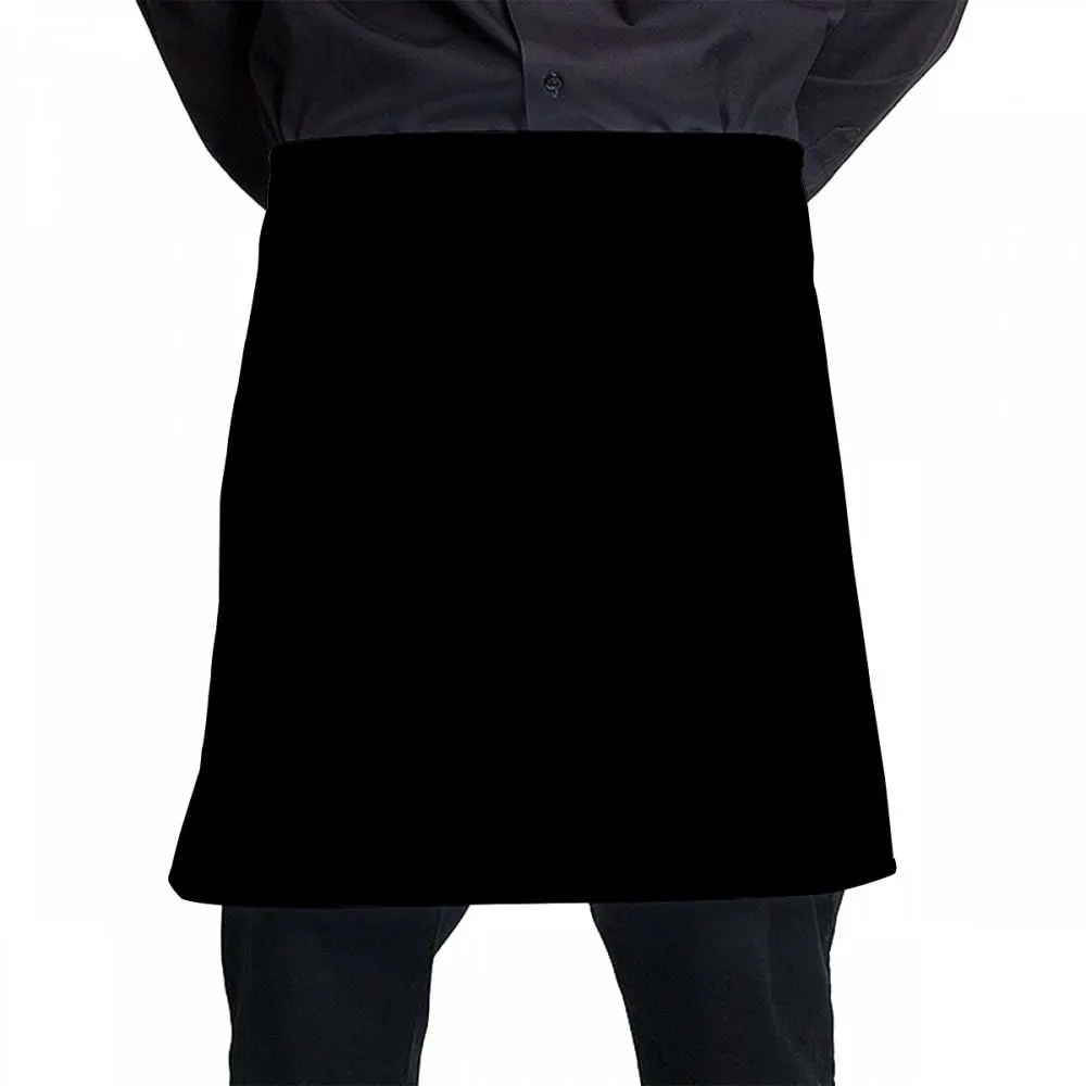 Wholesale Cheap 100% MJS Spun Polyester Waist Apron and Restaurant Bistro with 3 Pockets Waitress or Waiter Apron