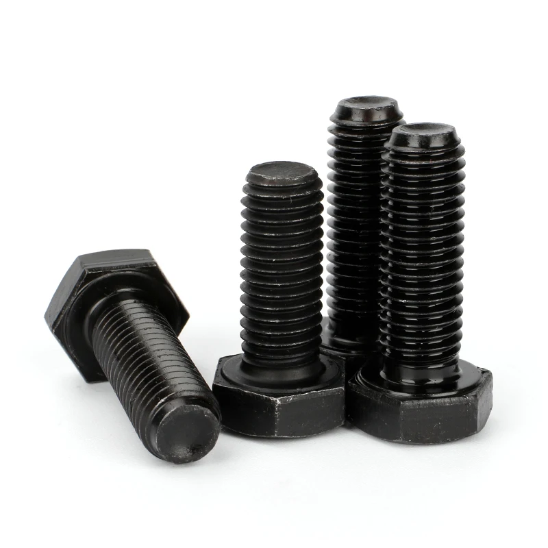 Black Steel Hexagon Bolts M12 M13 DIN933 Fasteners with 18X80 MM 8.8 Hex Head Nuts Bolts in Sizes M6 Bouten M10 Tuerca Y Perno