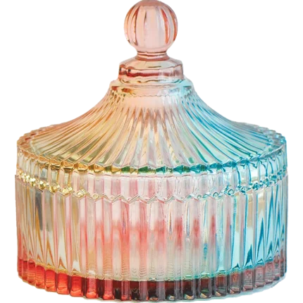 
Hand Made Candy Storage Container Colored Glass Jar for Home Decoration 