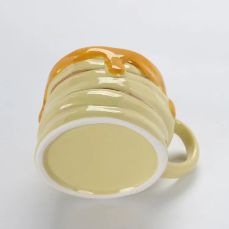 Custom 3D Funny Yellow Bread Butter Campagne Shape Ceramic Coffee Milk Mug