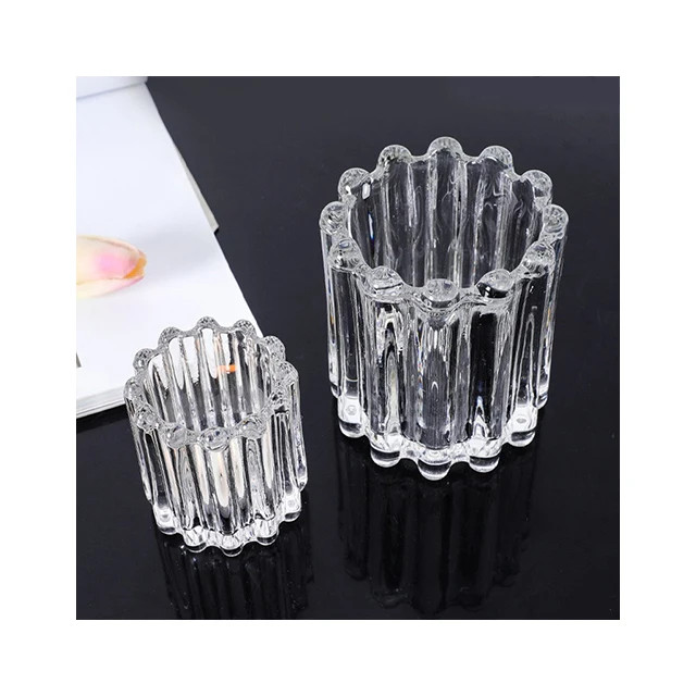 Korean Style Gear Cylindrical Glass Cup Makeup Brush Bucket for Tabletop Decor and Sublimation Ornaments