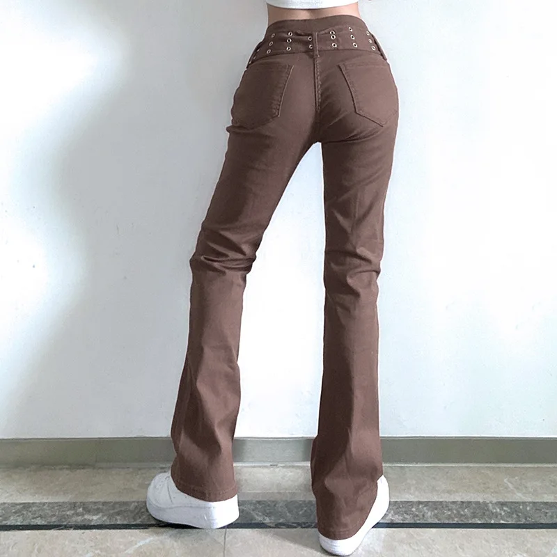 Vintage High Waist Flared Pants Hot Girl Jeans (including Belt)