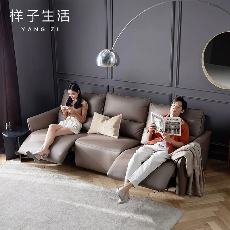 
High quality Qifeng Home Furniture Technology Full Leather Electric Recliner Sofa Chair Set 