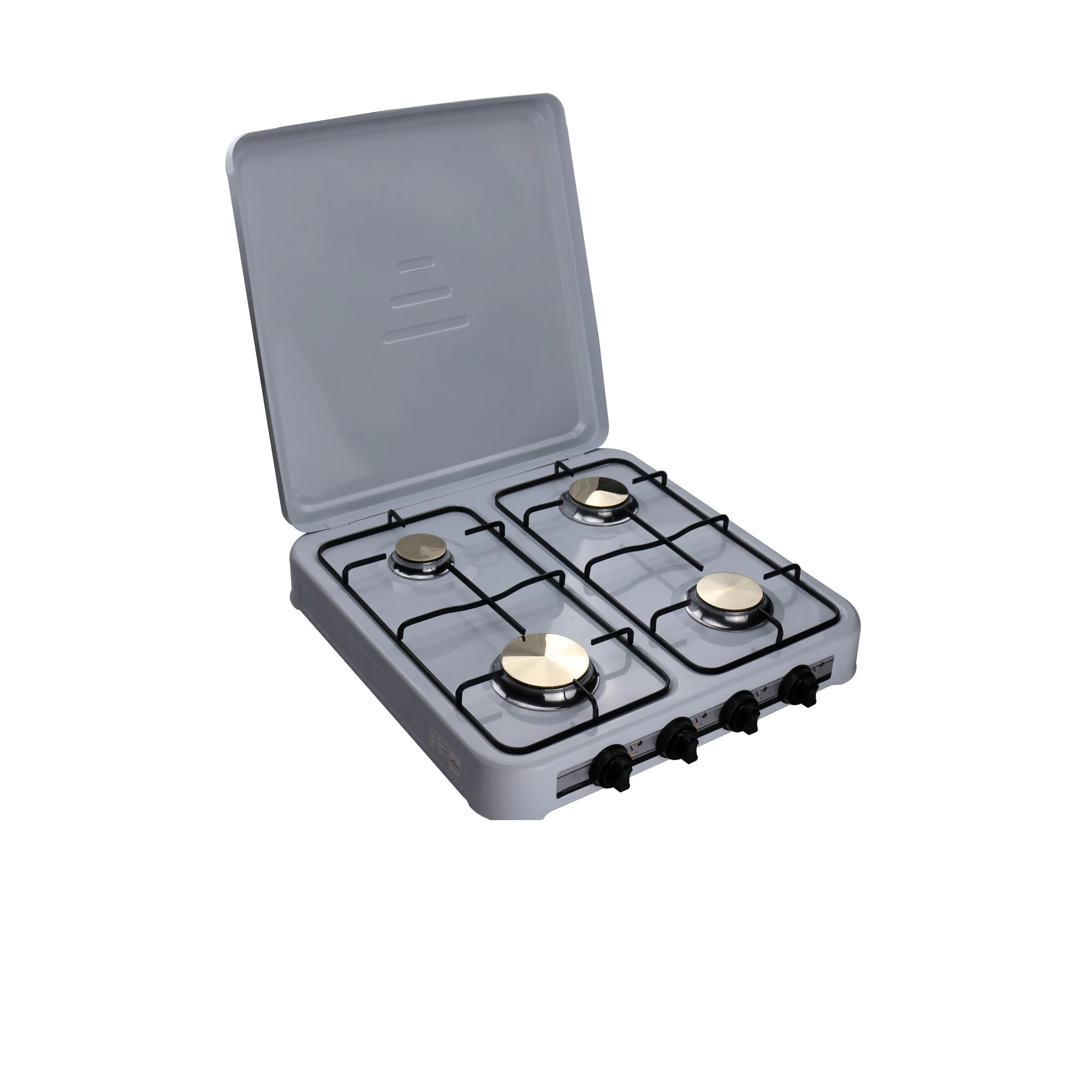 Портативная газовая плита с 4 горелками и электрическим зажиганием в европейском стиле с крышкой для варочной панели