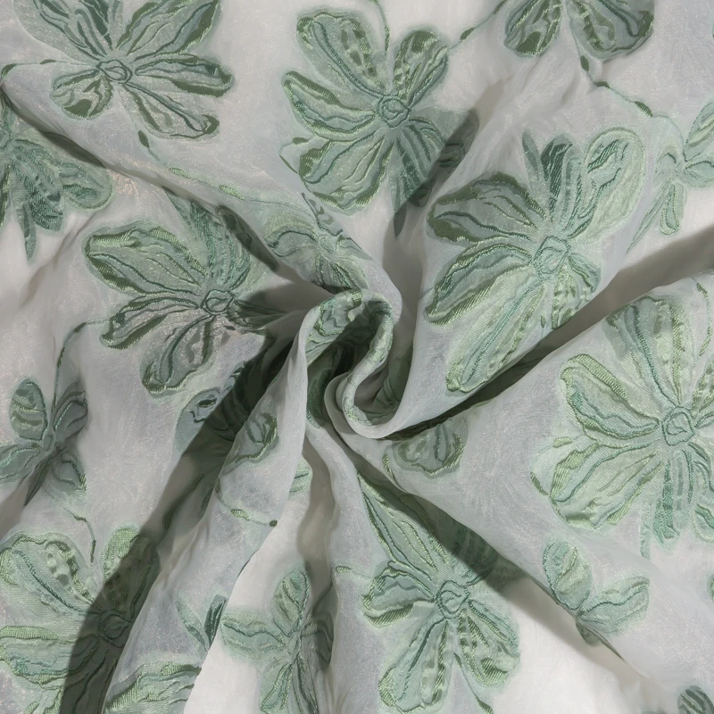 KEER Factory Customized SDDA030N Premium Brocade Women Dress Jacquard Woven Polyester Cotton Yarn Dyed Polin Garment Fabric