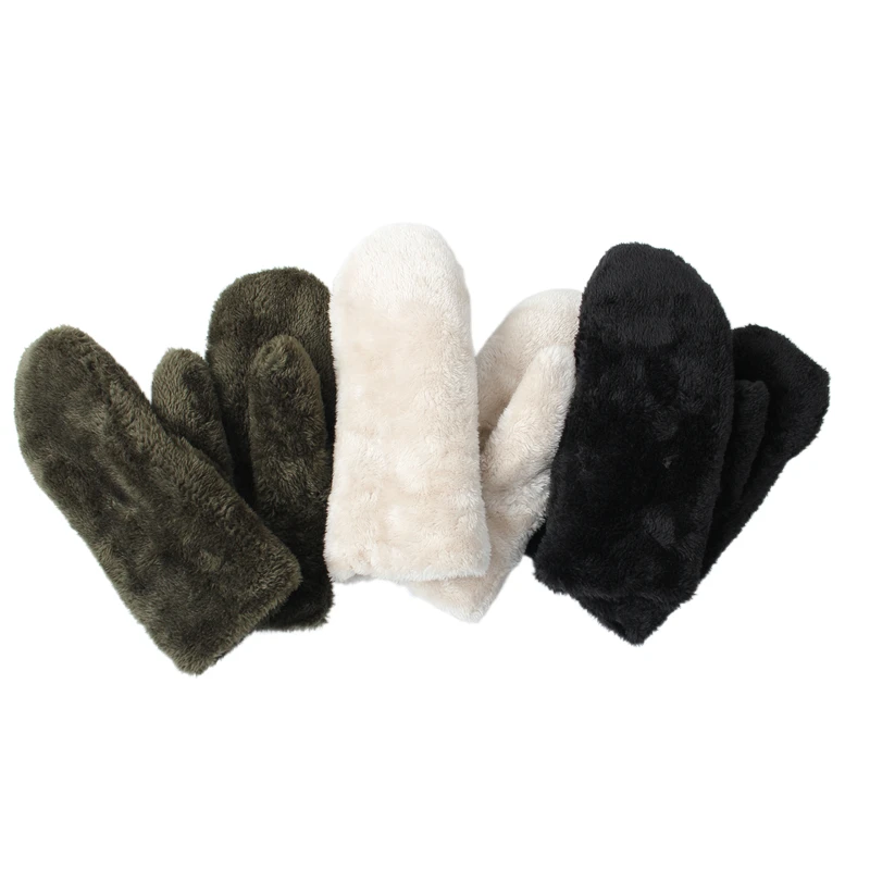 Plush mitten ladies winter outdoor windproof velvet warm continuous finger cute (1600683699352)