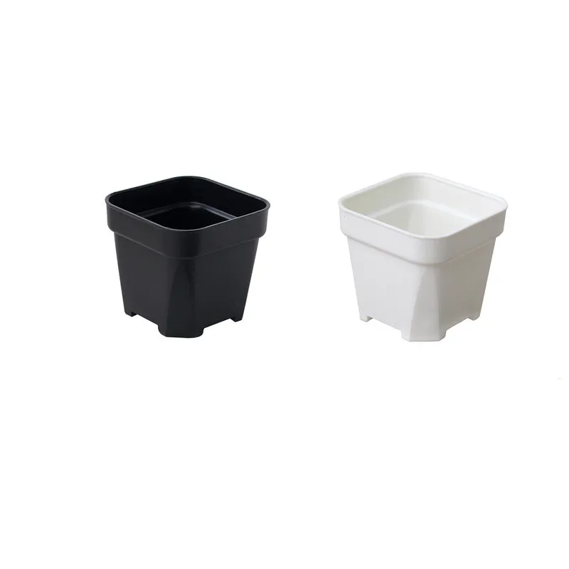 Large diameter black and white thickened plant flower pots square frosted succulent plastic flower pots