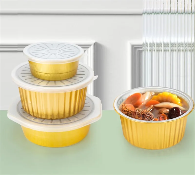 9 Inch Aluminio Descartables Round Aluminum Disposable Aluminium Foil Container Pie Plate Baking Pans With Lids