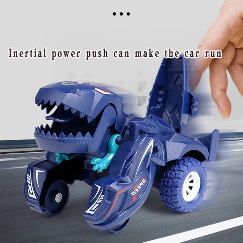 New style 8pcs inertial dinosaur deformation car toy simulation model collision sliding pull back friction vehicle toys for kids