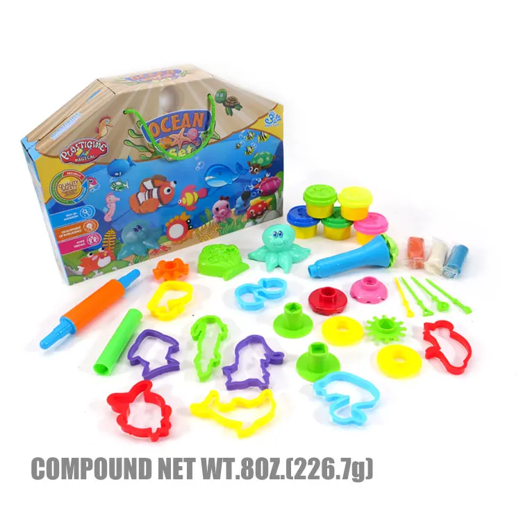 Amazon Hot selling OEM ODM Play Dough Factory Play Toys Modeling Clay Air Dry Clay Slime Non-Toxic Ocean set sea park