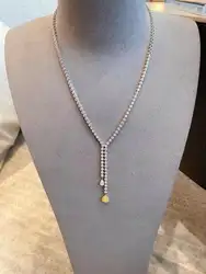 Custom 14K 18K yellow diamond natural stone necklace jewerly necklace