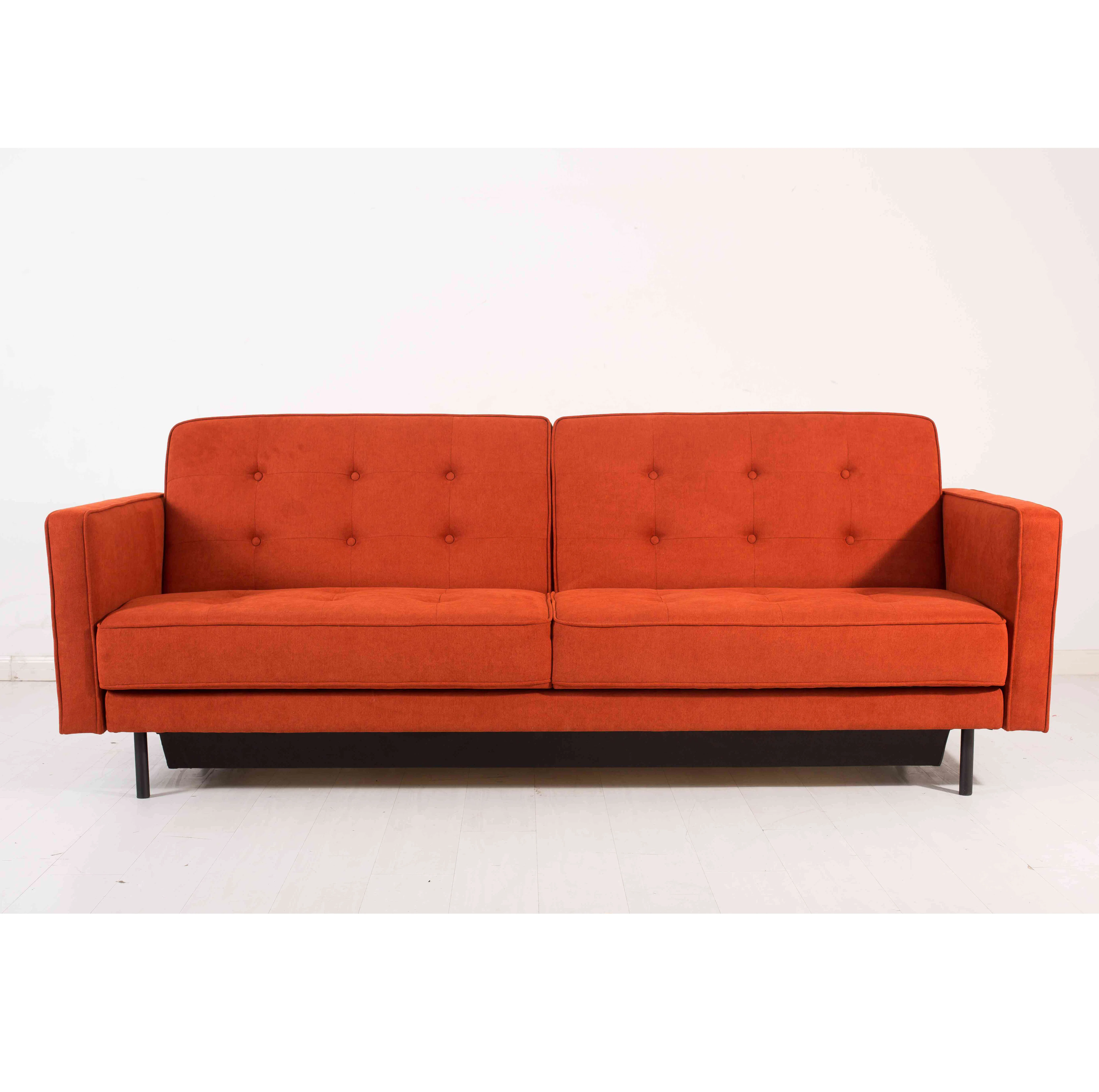 Nisco Living Room Sedona Orange Arm Futon Foldable Sofa Bed with Storage