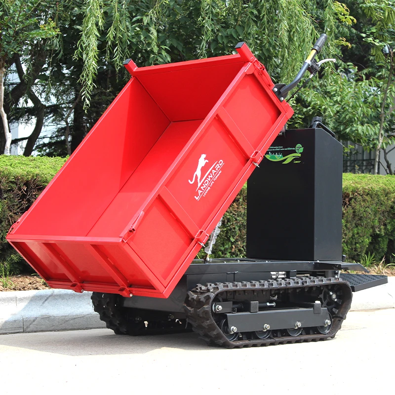 LANDWARD Wholesale Cheap Mini Electric Battery Transporter Portable All Terrain Skid Steer Rubber Track Truck Mini Dump Truck