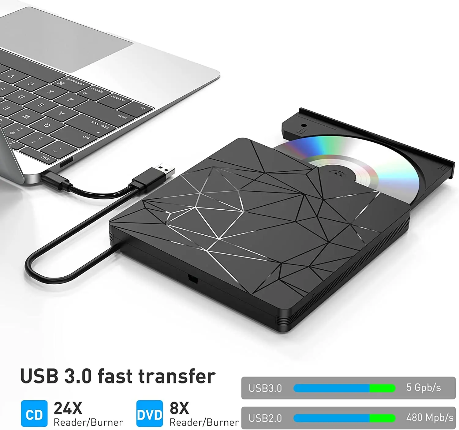 Внешний DVD-плеер и горелка DVD/CD-привод для ноутбука Macbook внешний DVD-горелка черный