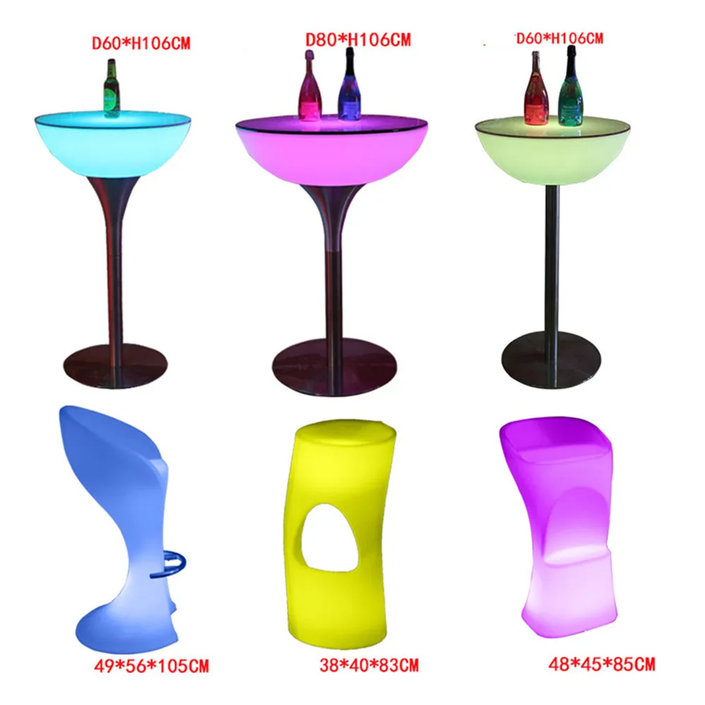 
coffee outdoor plastic led light up furniture high cocktail bar tables and chairs for events party wedding nightclub used 