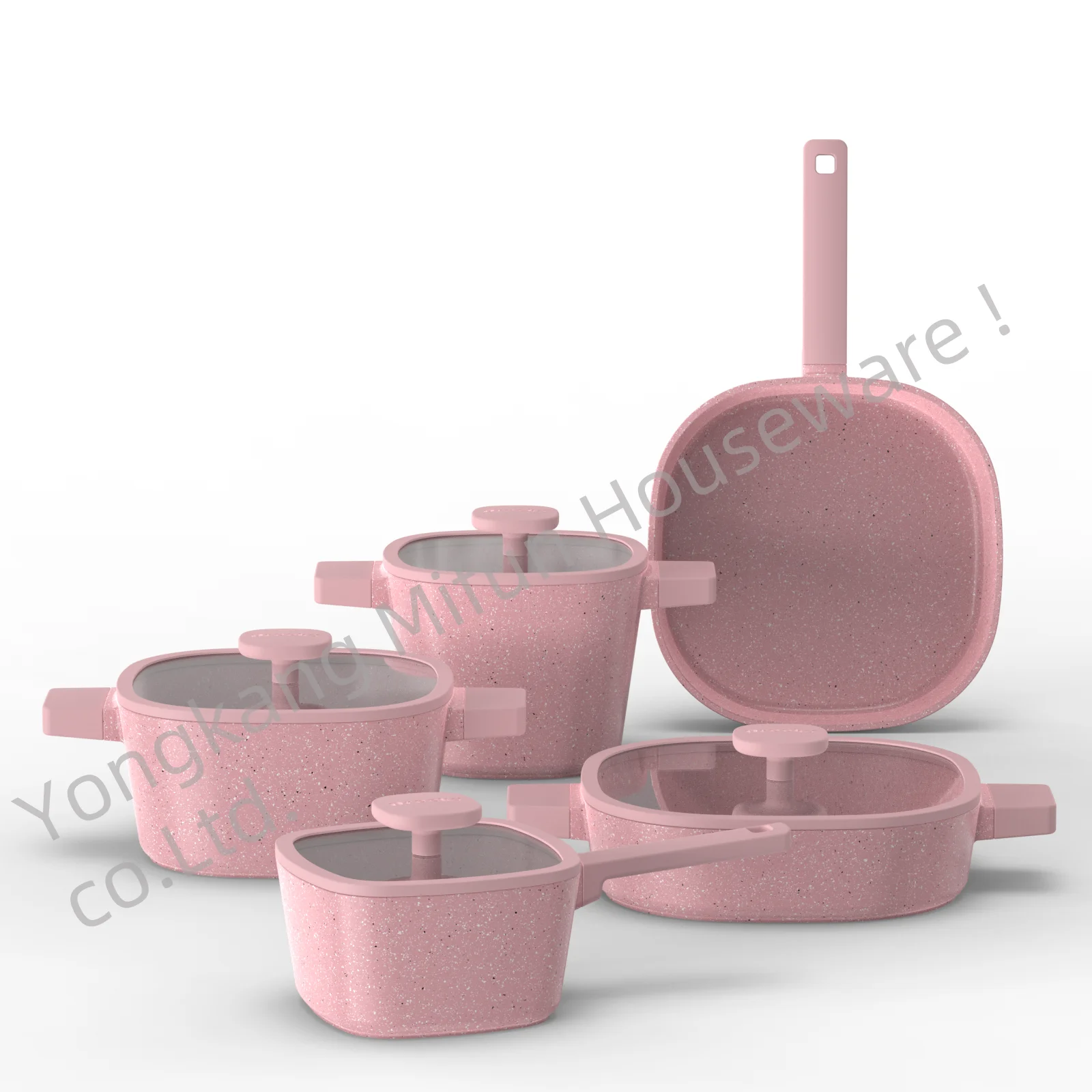 High Quality Multiple colors Housewares Cookware Sets With Nonstick Coating with Glass lid