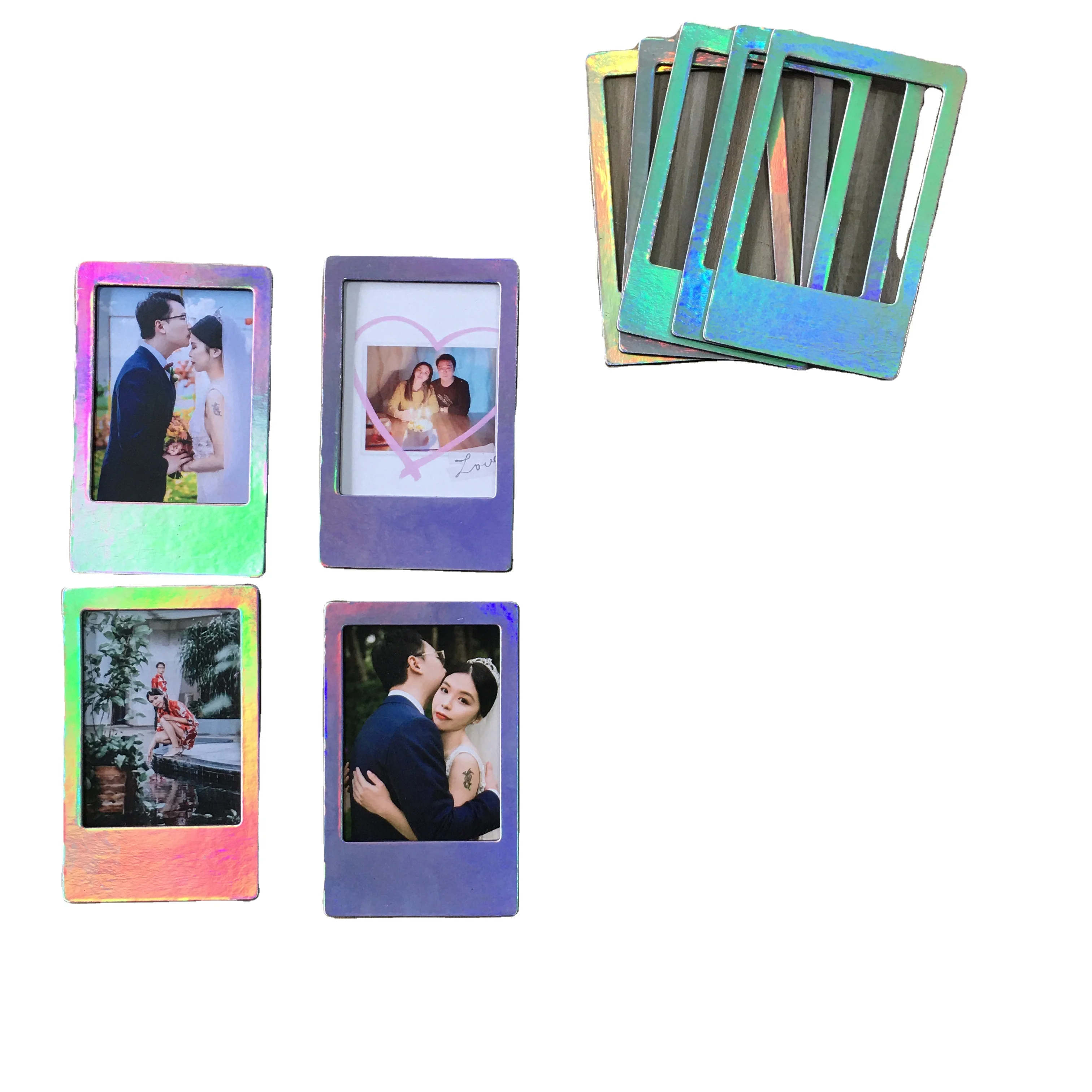 
2021 Newest Sliver Changeable Laser Paper Photo frame Magnets Writable Memorial souvenirs decoration picture holder 