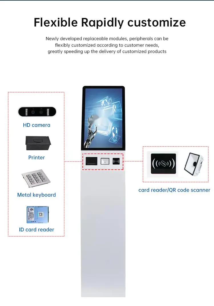 Self Service Payment Machine Kiosk 21.5 Inch Touch Screen Ticket Vending Outdoor Information Kiosk