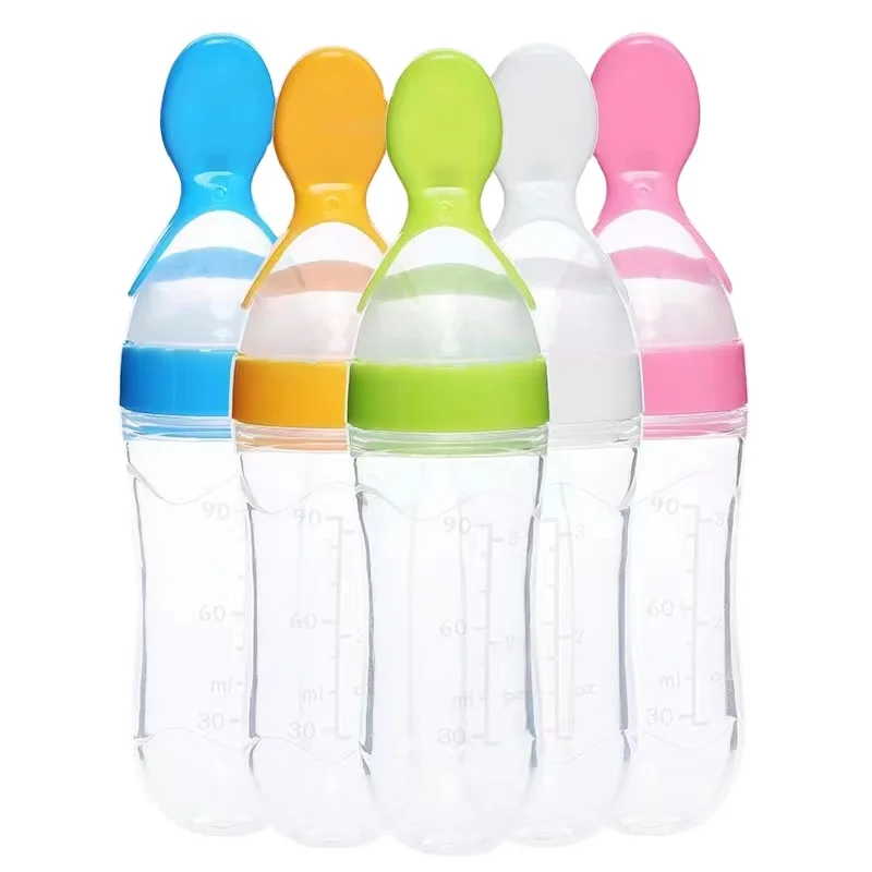 BPA free baby feeding spoon Silicone Squeeze Feeding Bottle for child fast delivery